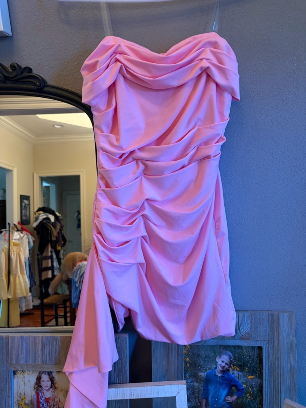 Strapless Pink Ruched Mini Dress - Picture 2 of 2
